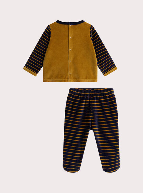 Brown Striped Velour Pyjamas