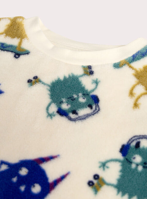 Cream Soft Boa Monster Print Pyjamas