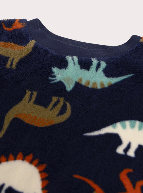 Navy Dinosaur Print Soft Boa Pyjamas