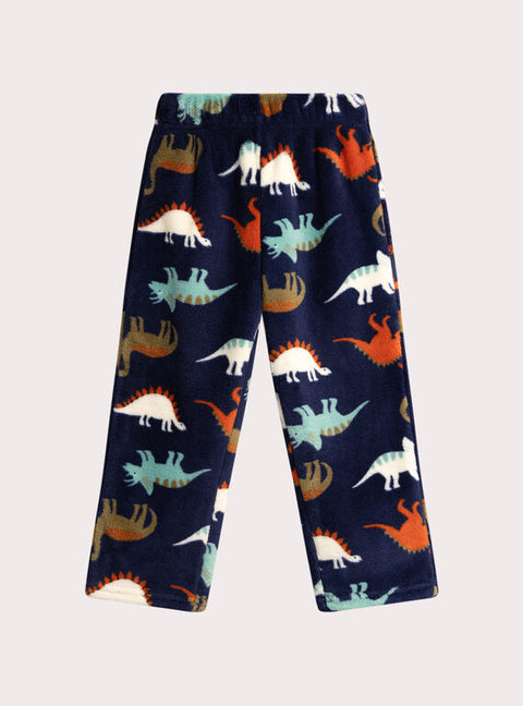 Navy Dinosaur Print Soft Boa Pyjamas