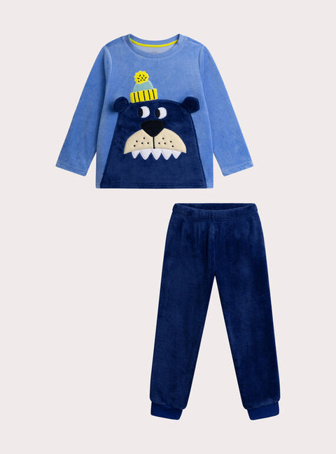 Blue Glow In The Dark Velour Monster Pyjamas