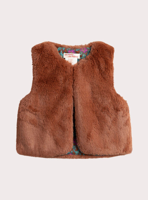 Reversible Brown Faux Fur Gilet