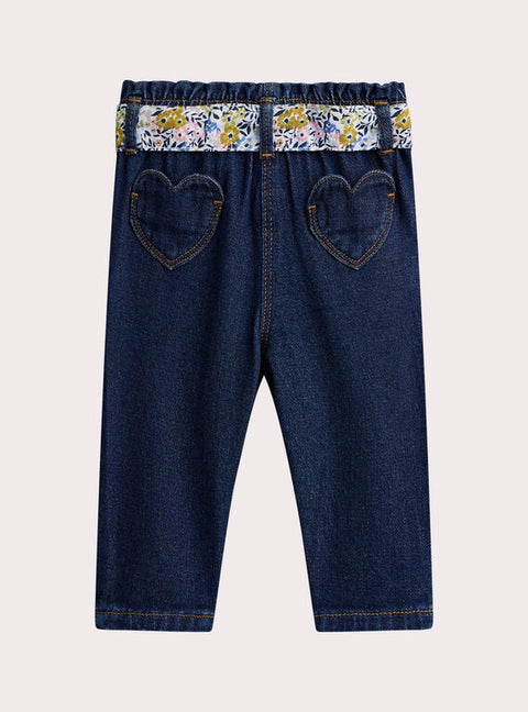 Denim Jeans With Floral Belt