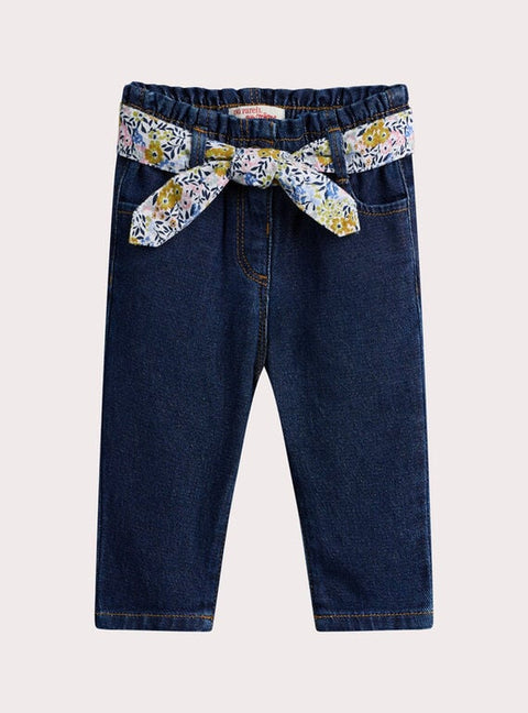 Denim Jeans With Floral Belt