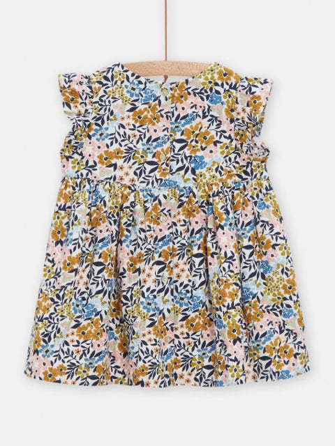 Lined Floral Print Cotton Dress