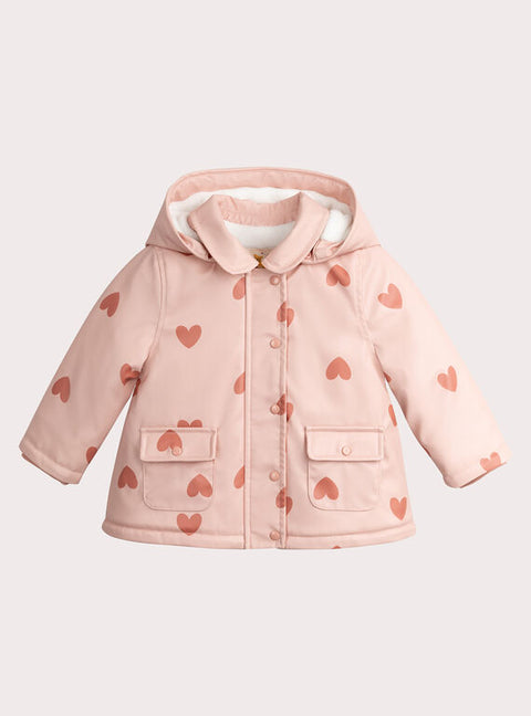 Pink Soft Boa Lined Hooded Raincoat