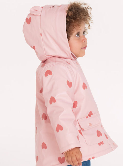 Pink Soft Boa Lined Hooded Raincoat