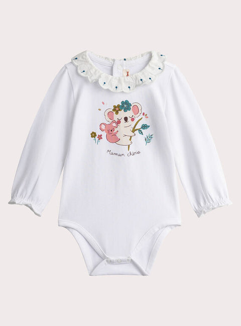 Cream Print cotton bodysuit