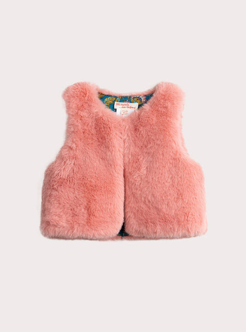 Reversible Pink Faux Fur Gilet