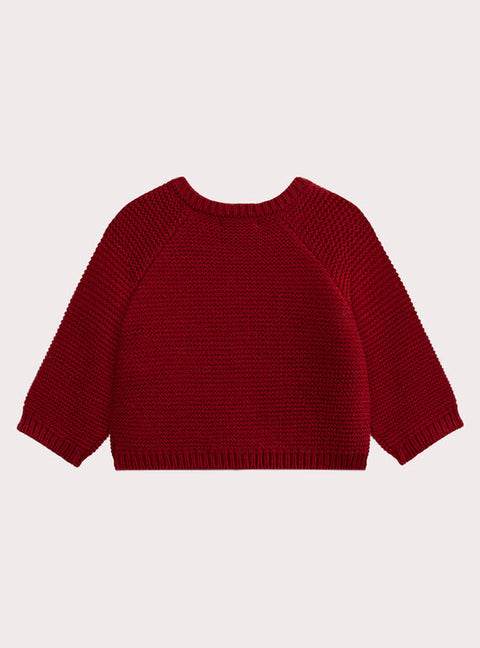 Red Garter Stich Knitted Cardigan