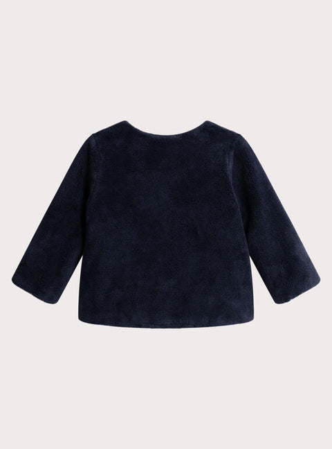 Navy Reversible Soft Boa Cardigan