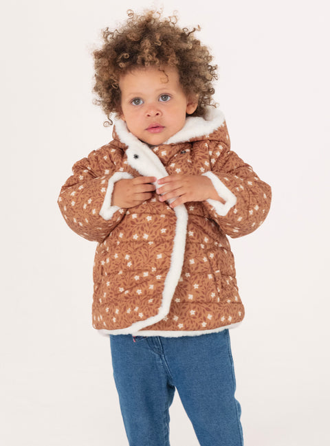 Cream Reversible Faux Fur Hooded Coat