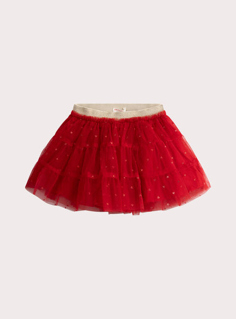 Lined Red Tulle Skirt