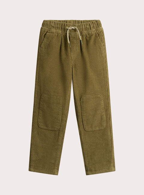 Lined Green Corduroy Trousers With Knee Patches