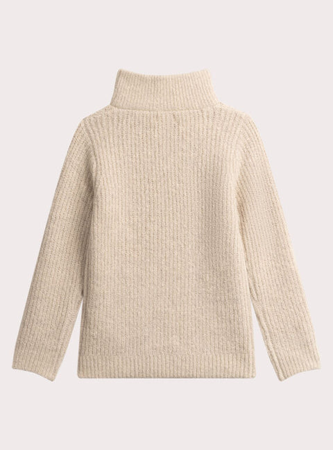 Beige Ribbed Half Zip Jumper