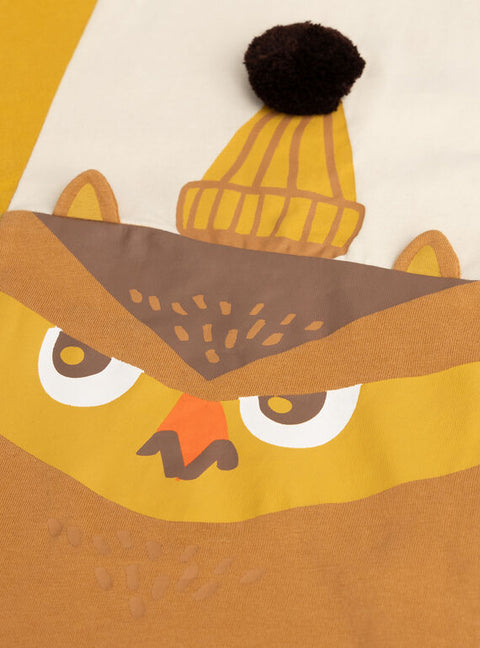 Yellow Beaver & Owl Animation Cotton T-shirt