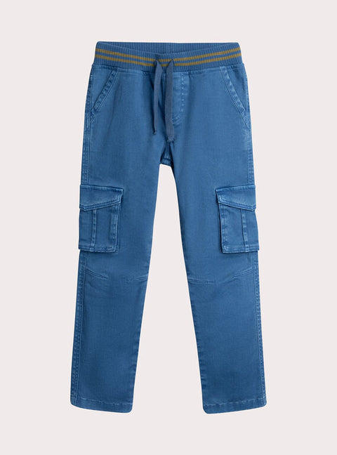 Blue Cotton Cargo Pants