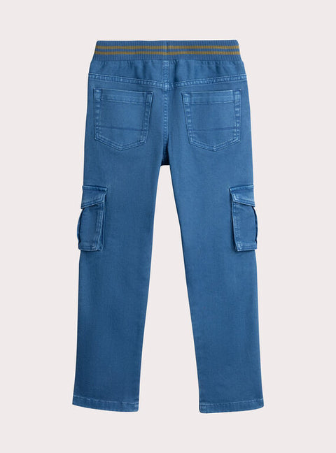 Blue Cotton Cargo Pants