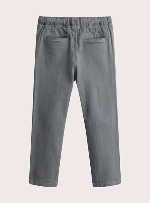 Grey Cotton Twill Elasticated Waist Trousers