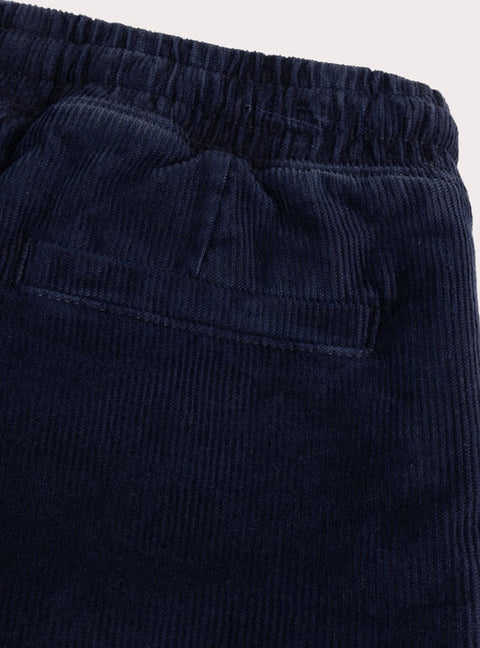 Navy Tie Waist Corduroy Trousers