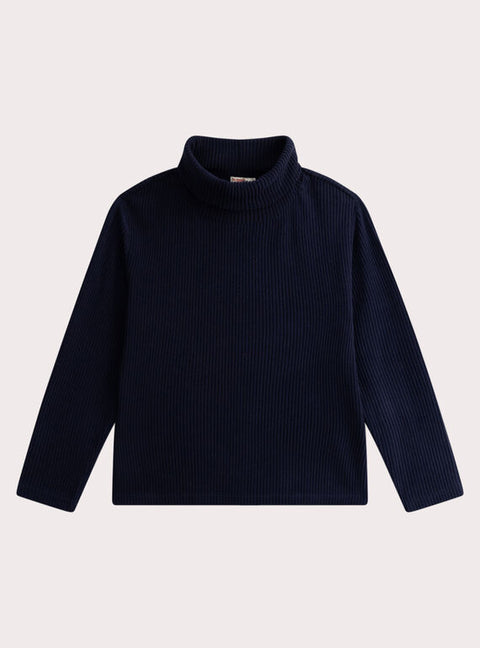 Ribbed Navy Polo Neck