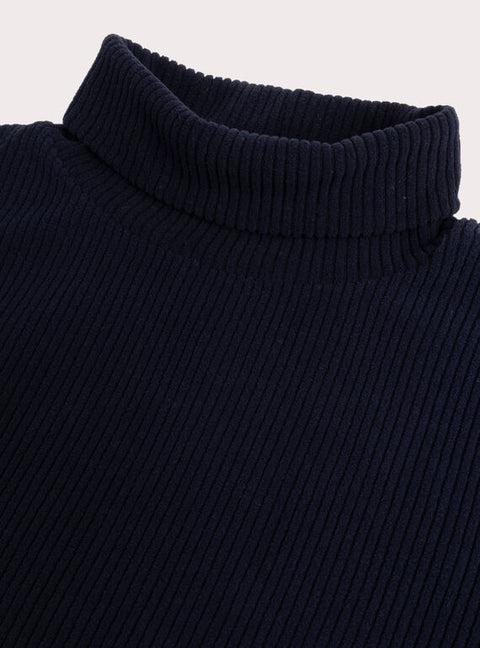 Ribbed Navy Polo Neck