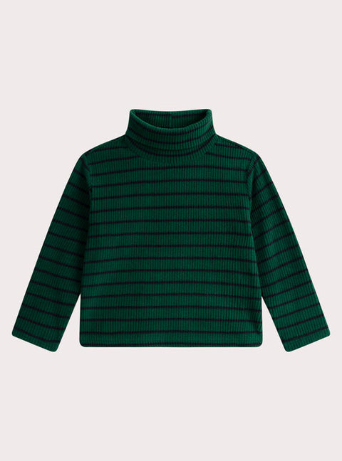 Green & Navy Stripe Polo Neck