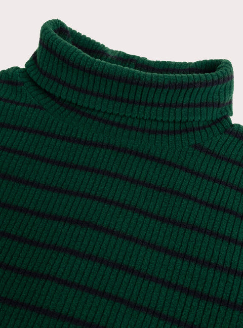 Green & Navy Stripe Polo Neck