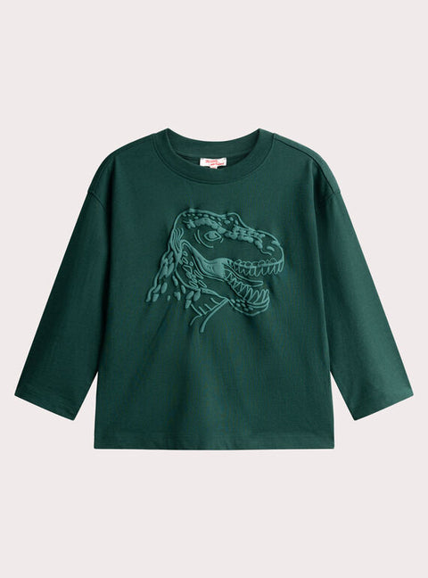 Green Dinosaur Print Cotton T-shirt