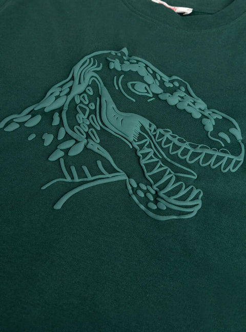 Green Dinosaur Print Cotton T-shirt