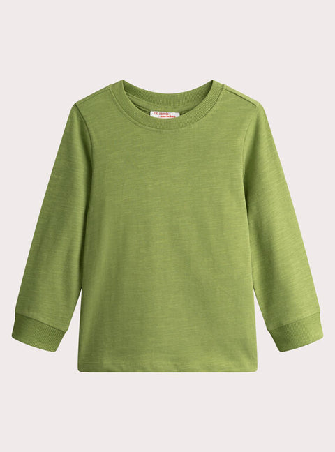 Plain Green Cotton Slub T-shirt