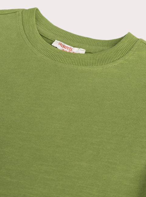 Plain Green Cotton Slub T-shirt