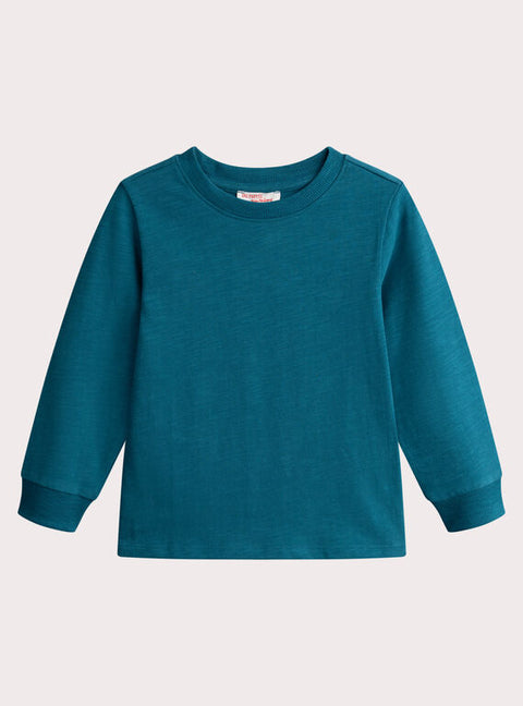 Plain Turquoise Cotton Slub T-shirt