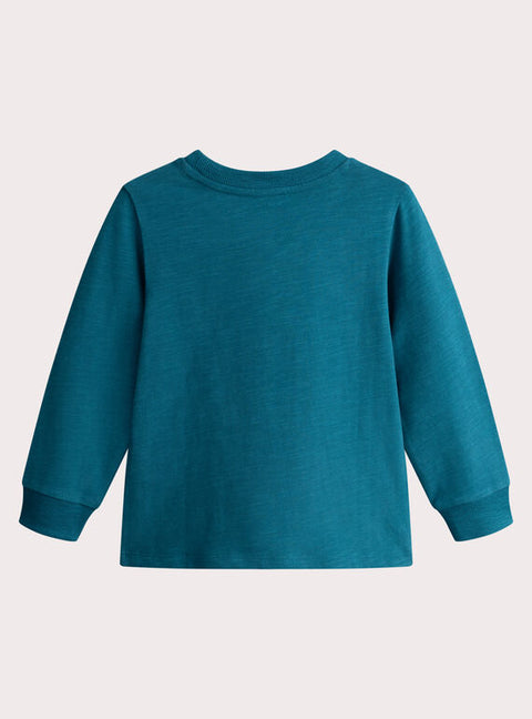 Plain Turquoise Cotton Slub T-shirt