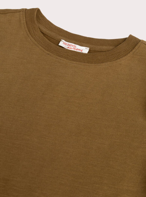 Plain Brown Cotton Slub T-shirt