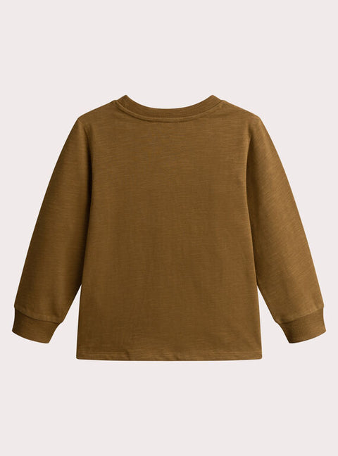 Plain Brown Cotton Slub T-shirt