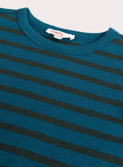 Turquoise & Navy Stripe Cotton T-shirt