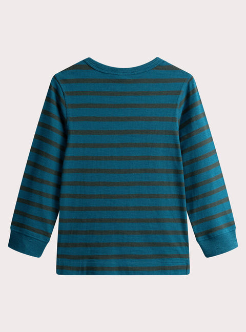 Turquoise & Navy Stripe Cotton T-shirt