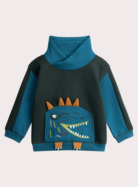 Green Crocodile Animation Cotton Rich Sweatshirt