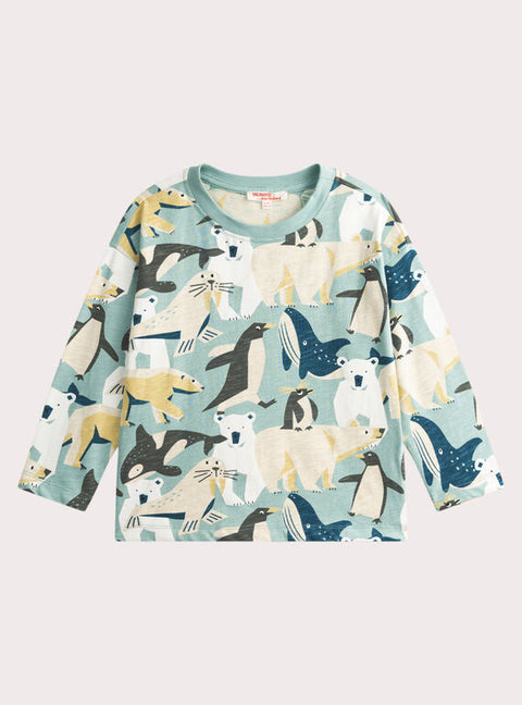 Green Arctic Animal Animation Cotton T-shirt