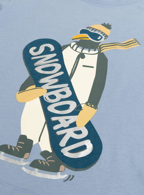 Blue Penguin Animation Cotton T-shirt