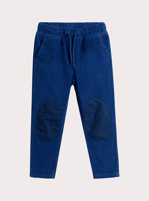 Blue Corduroy Trousers With Knee Patches