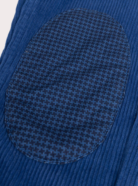 Blue Corduroy Trousers With Knee Patches