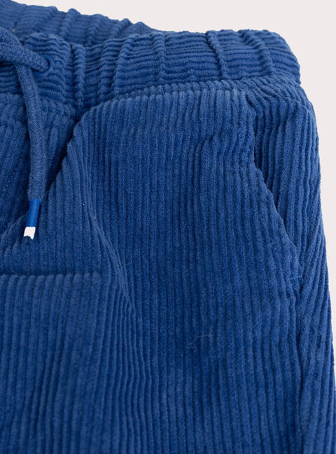 Blue Corduroy Trousers With Knee Patches