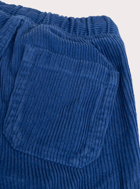 Blue Corduroy Trousers With Knee Patches