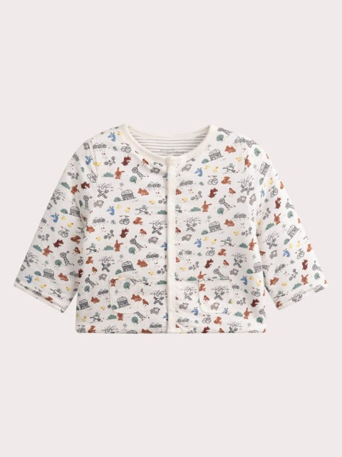 Cream Newborn Dungarees & Reversible Jacket Set