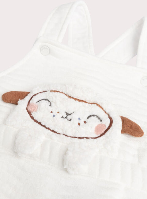 Newborn Cream Cotton Dungaree & Bodysuit Set