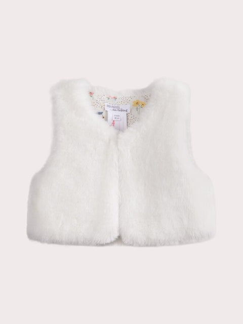 Reversible Cream Faux Fur Gilet