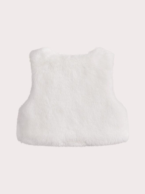 Reversible Cream Faux Fur Gilet