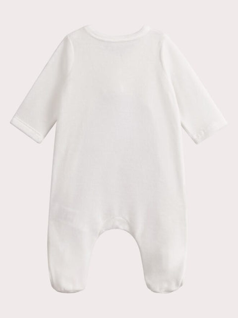 Cream Velour Newborn Cotton Rich Sleepsuit